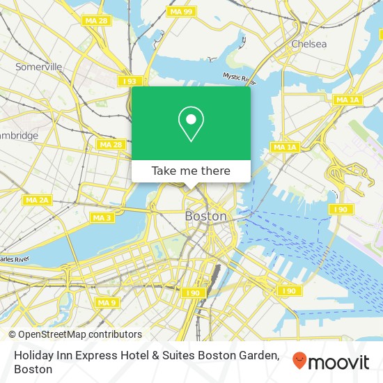 Mapa de Holiday Inn Express Hotel & Suites Boston Garden