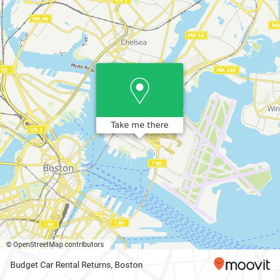 Budget Car Rental Returns map