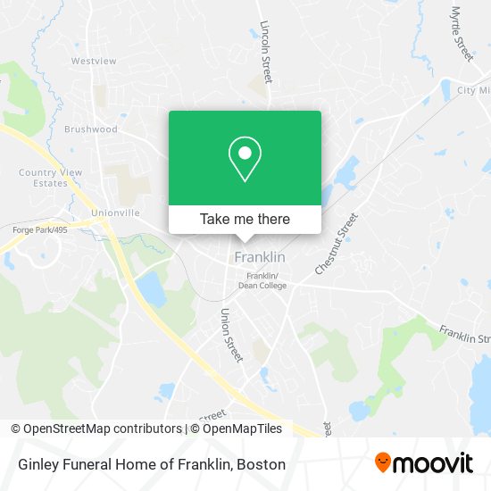 Ginley Funeral Home of Franklin map