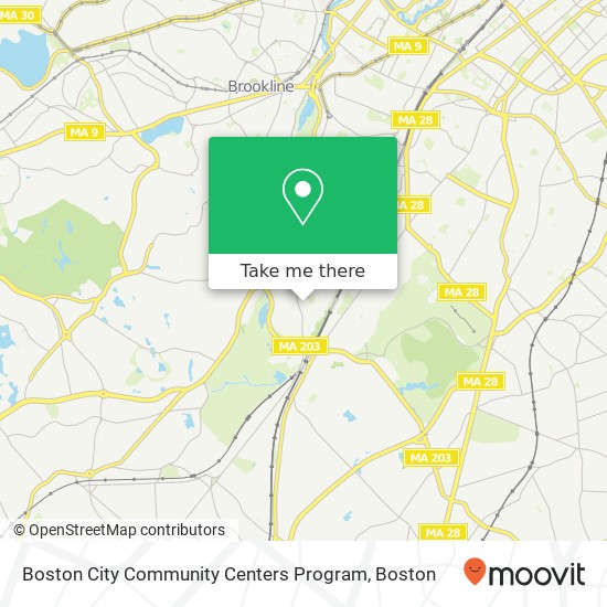 Mapa de Boston City Community Centers Program