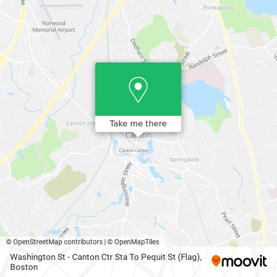 Mapa de Washington St - Canton Ctr Sta To Pequit St (Flag)