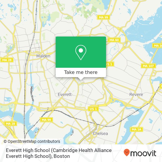 Everett High School (Cambridge Health Alliance Everett High School) map