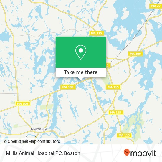 Millis Animal Hospital PC map