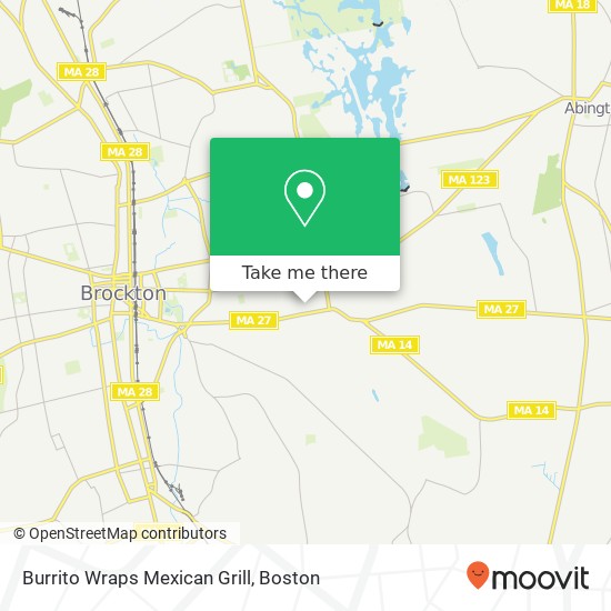 Mapa de Burrito Wraps Mexican Grill, 688 Crescent St Brockton, MA 02302