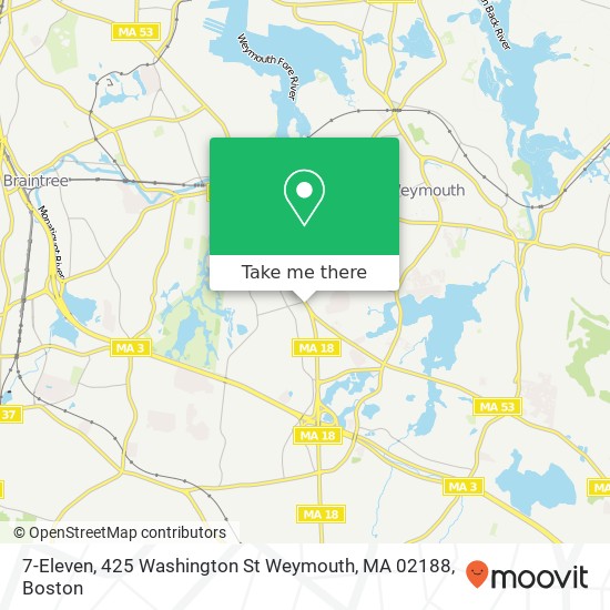 Mapa de 7-Eleven, 425 Washington St Weymouth, MA 02188