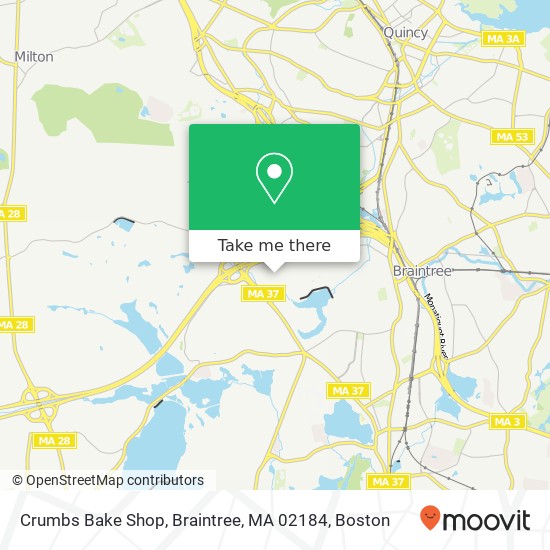 Mapa de Crumbs Bake Shop, Braintree, MA 02184