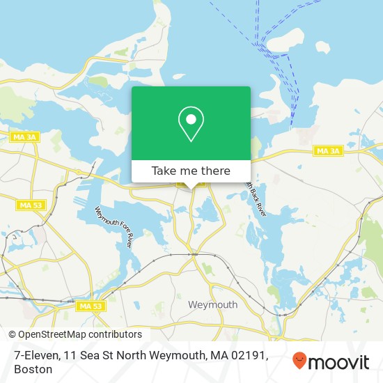 Mapa de 7-Eleven, 11 Sea St North Weymouth, MA 02191