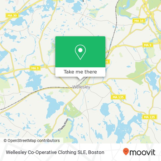 Mapa de Wellesley Co-Operative Clothing SLE, 159 Linden St Wellesley, MA 02482