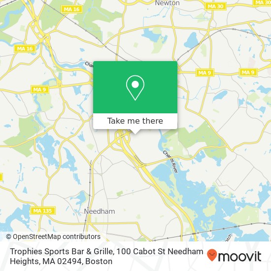 Trophies Sports Bar & Grille, 100 Cabot St Needham Heights, MA 02494 map