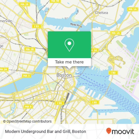 Mapa de Modern Underground Bar and Grill, 263 Hanover St Boston, MA 02113