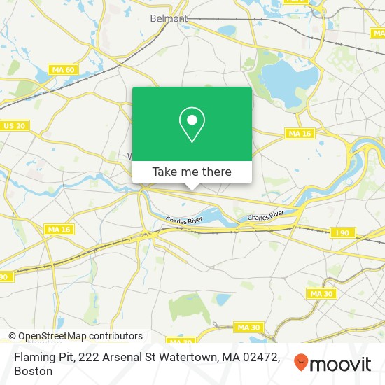 Mapa de Flaming Pit, 222 Arsenal St Watertown, MA 02472