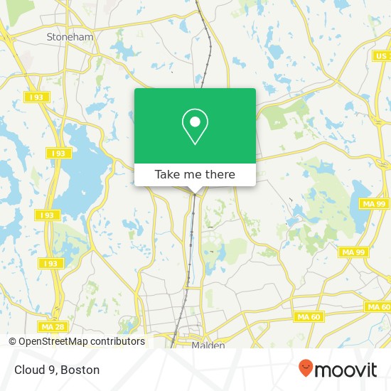 Mapa de Cloud 9, 40 W Wyoming Ave Melrose, MA 02176