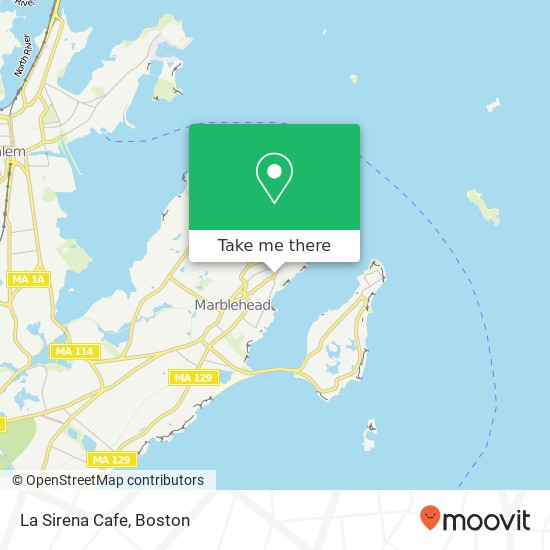 Mapa de La Sirena Cafe, 146 Washington St Marblehead, MA 01945