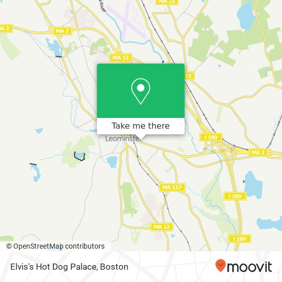 Mapa de Elvis's Hot Dog Palace, 134 Mechanic St Leominster, MA 01453