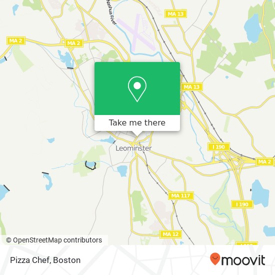 Mapa de Pizza Chef, 73 Main St Leominster, MA 01453