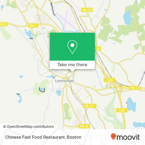 Mapa de Chinese Fast Food Restaurant, 122 Water St Leominster, MA 01453