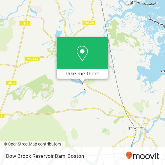 Dow Brook Reservoir Dam map