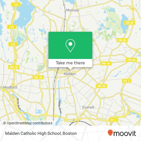 Malden Catholic High School map