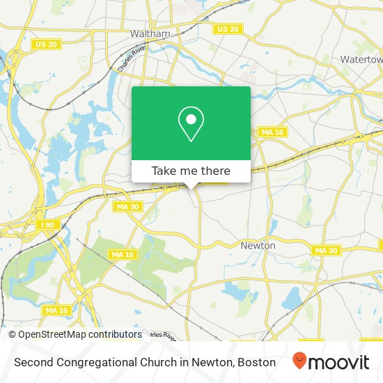 Second Congregational Church in Newton map
