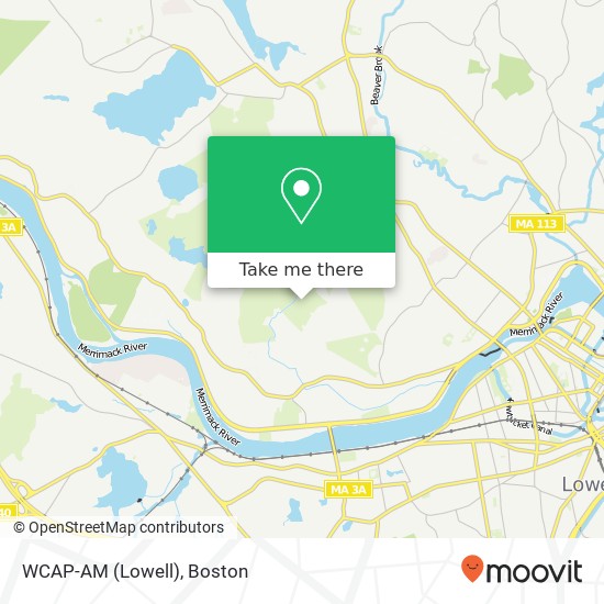 WCAP-AM (Lowell) map