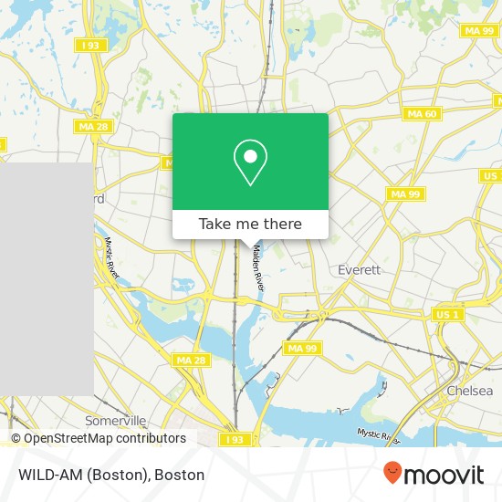 Mapa de WILD-AM (Boston)