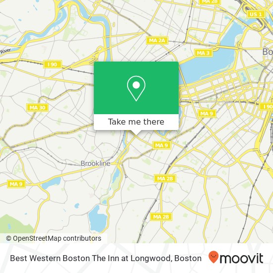 Best Western Boston The Inn at Longwood map