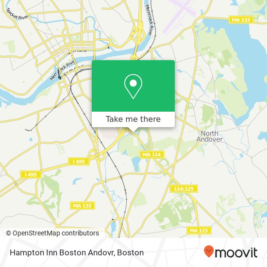 Hampton Inn Boston Andovr map