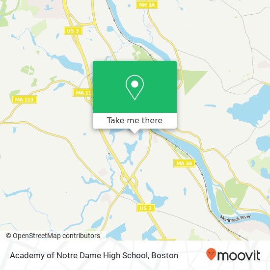 Academy of Notre Dame High School map