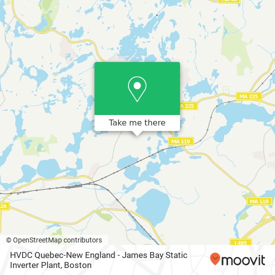 Mapa de HVDC Quebec-New England - James Bay Static Inverter Plant