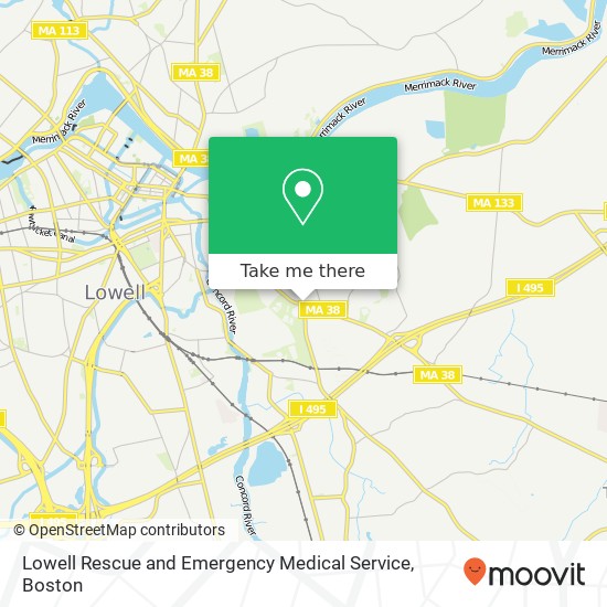 Lowell Rescue and Emergency Medical Service map