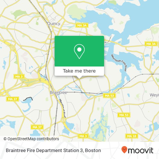 Mapa de Braintree Fire Department Station 3