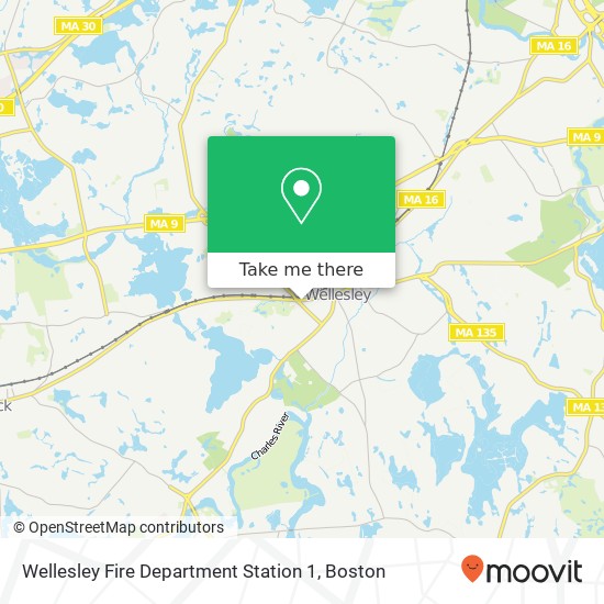 Wellesley Fire Department Station 1 map