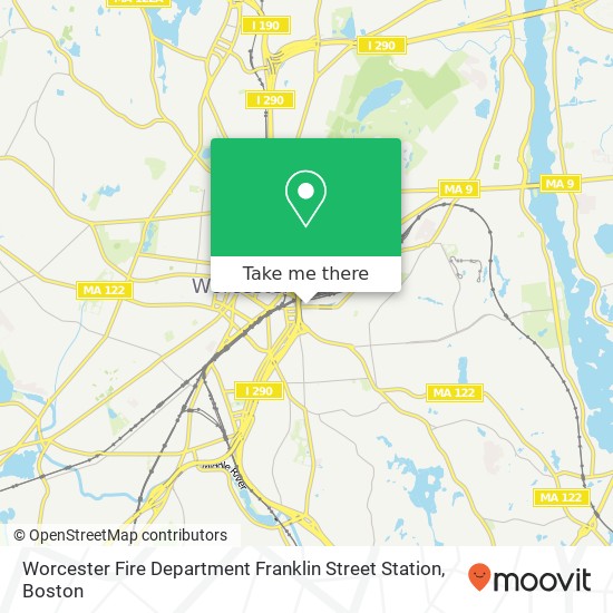 Worcester Fire Department Franklin Street Station map