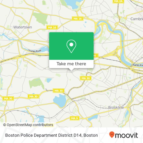 Boston Police Department District D14 map