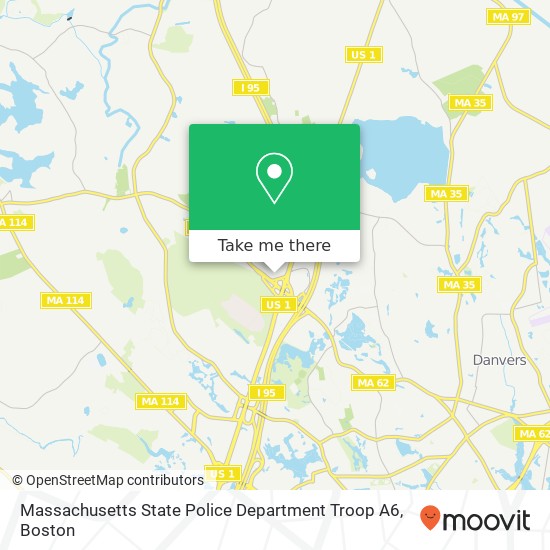 Massachusetts State Police Department Troop A6 map