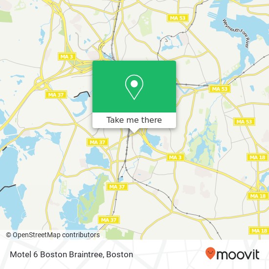 Mapa de Motel 6 Boston Braintree