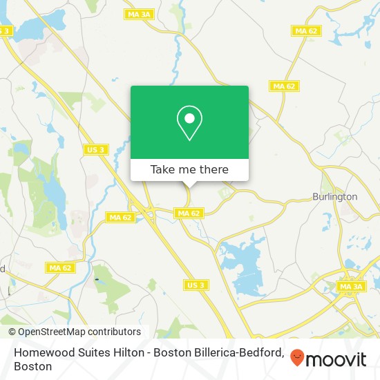 Mapa de Homewood Suites Hilton - Boston Billerica-Bedford