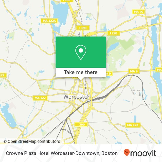 Mapa de Crowne Plaza Hotel Worcester-Downtown