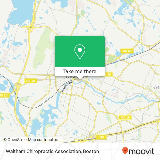 Waltham Chiropractic Association map