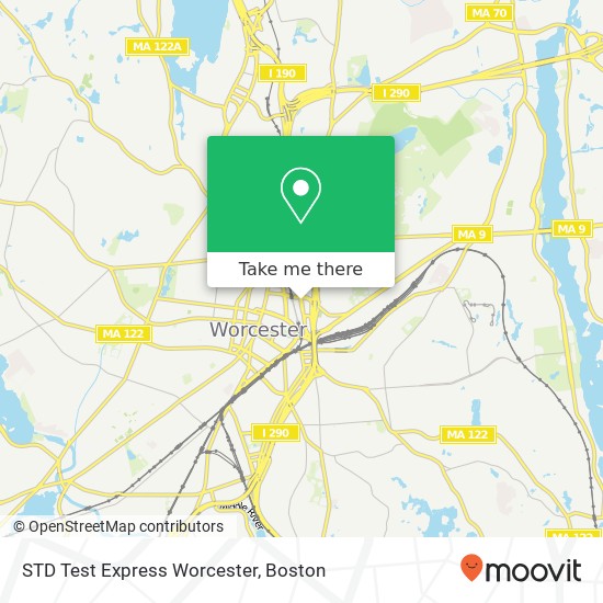 Mapa de STD Test Express Worcester