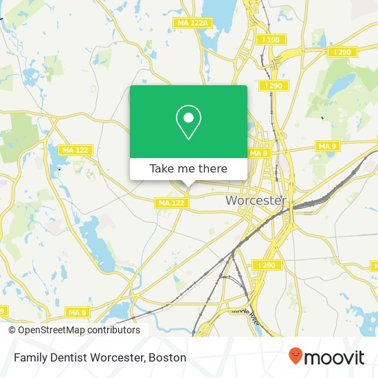 Family Dentist Worcester map