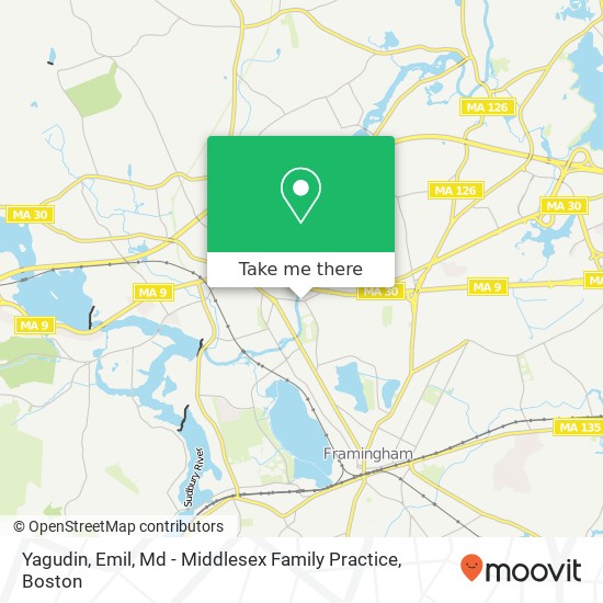 Mapa de Yagudin, Emil, Md - Middlesex Family Practice