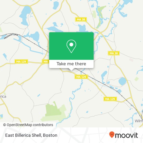 East Billerica Shell map