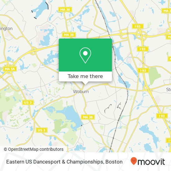 Eastern US Dancesport & Championships map