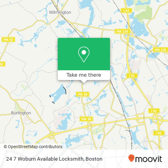 24 7 Woburn Available Locksmith map