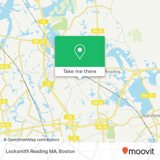 Locksmith Reading MA map