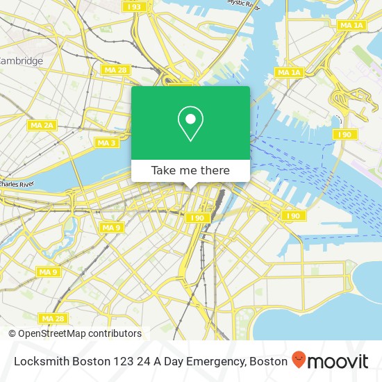 Mapa de Locksmith Boston 123 24 A Day Emergency