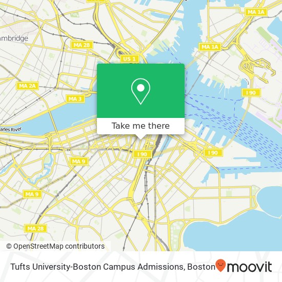 Mapa de Tufts University-Boston Campus Admissions
