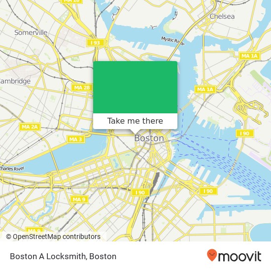 Boston A Locksmith map