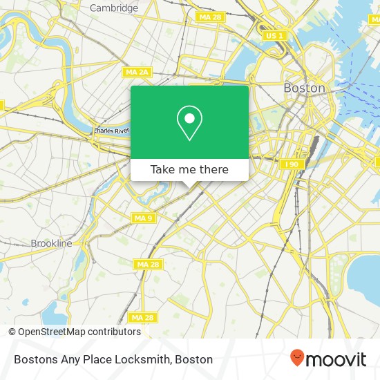 Mapa de Bostons Any Place Locksmith